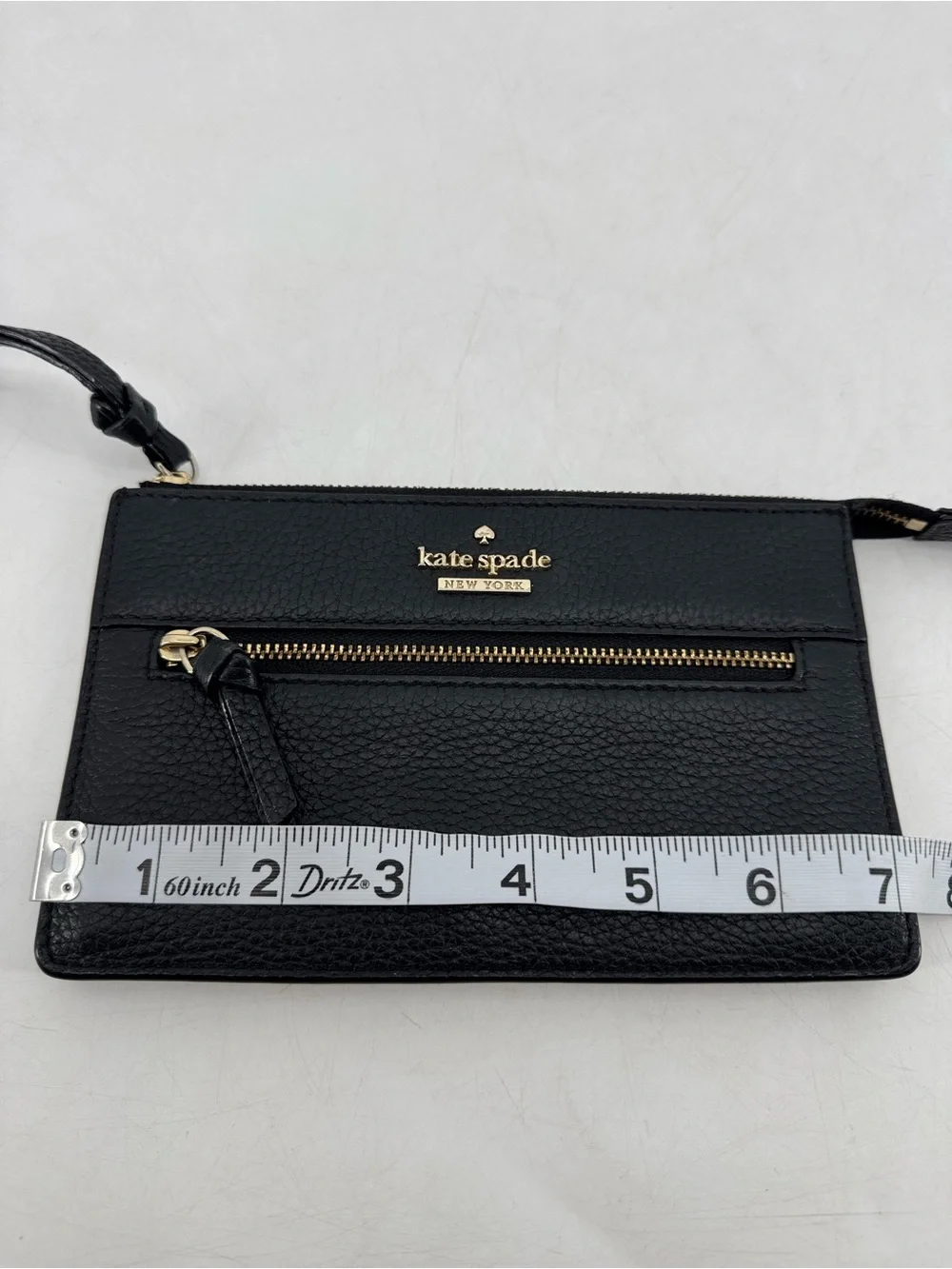 Kate Spade Leather Black Zippered Multi Compartment Card Holder Wristlet Wallet